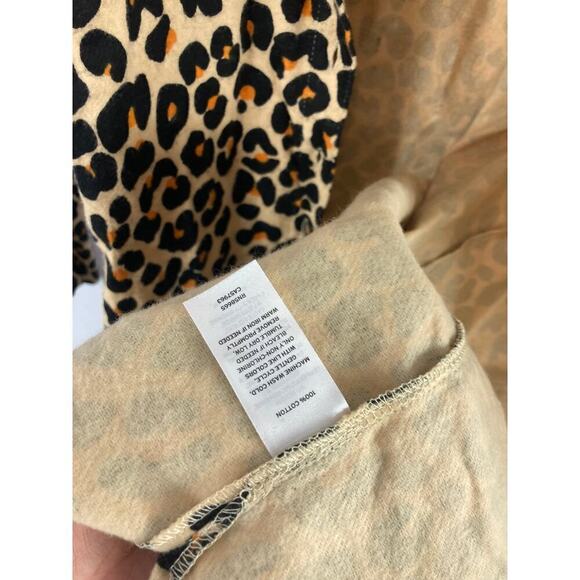Nordstrom Flannel Patchwork Shors Leopard Print Nightgown XS - Picture 4 of 5